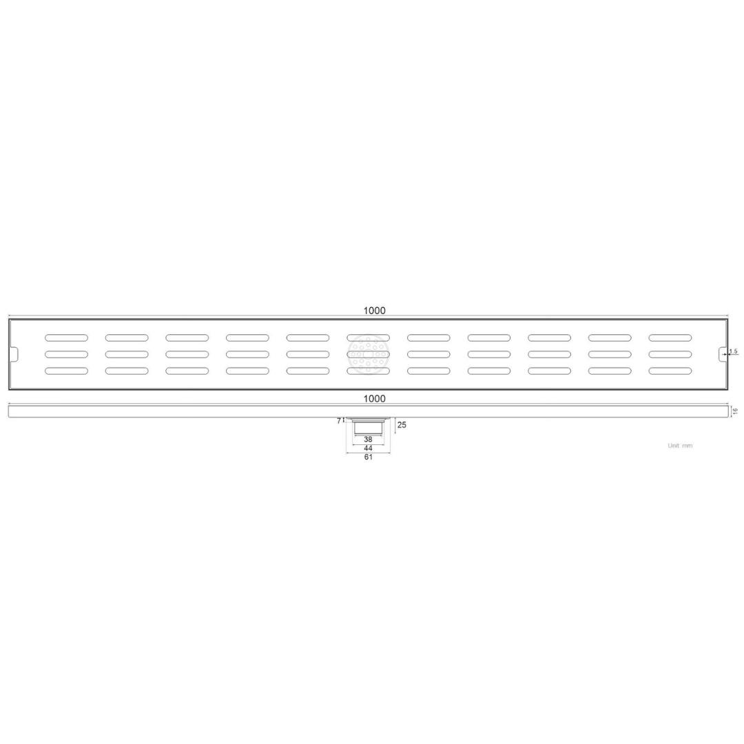 thoát sàn dài chống mùi 100x1000 bản vẽ
