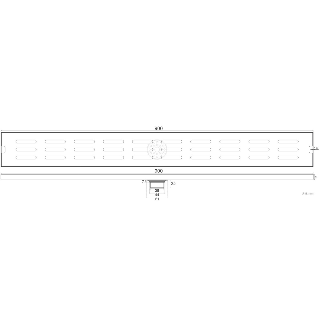thoát sàn dài chống mùi 100x900 bản vẽ