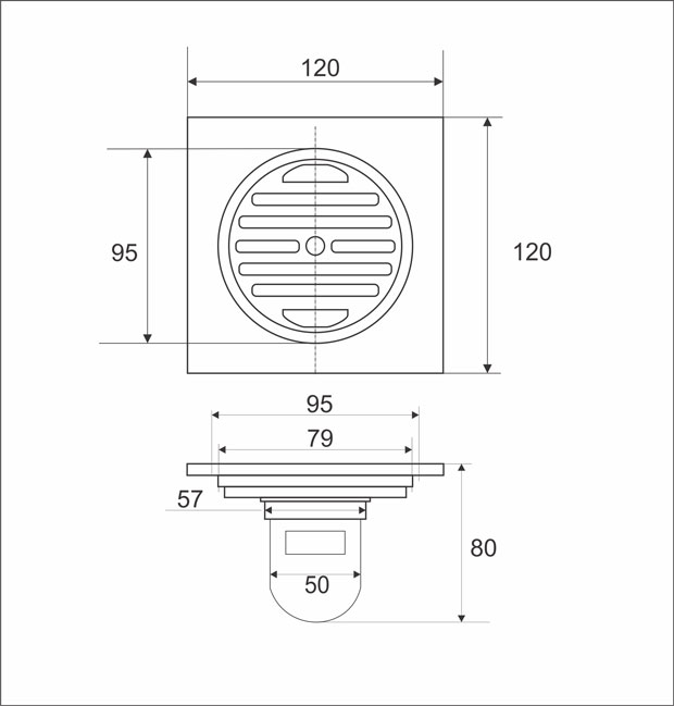 Thoát sàn ngăn mùi & chống côn trùng 120x120 - DTI002